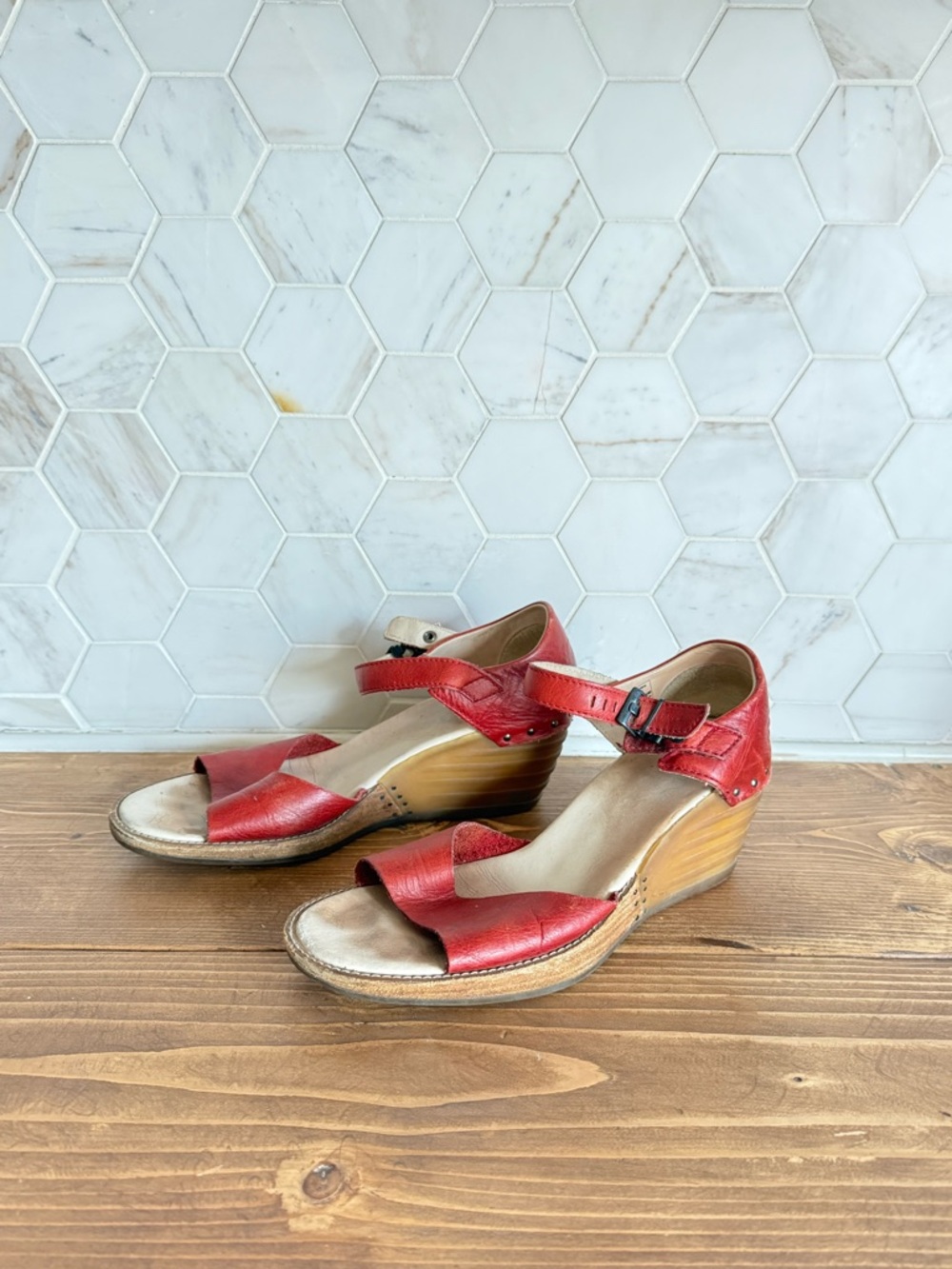 Dr Martens Ruana Louisa Oxblood Mary Jane Wedge Leather Sandals